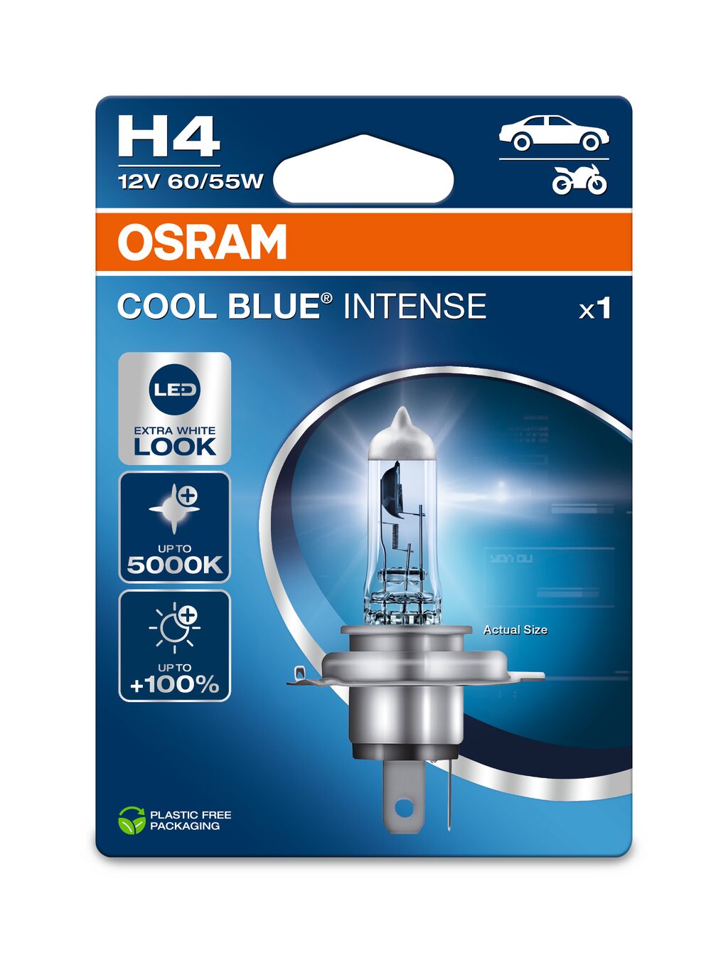 H4 12V 60/55W P43t Cool Blue INTENSE NextGen. 5000K +100% 1s