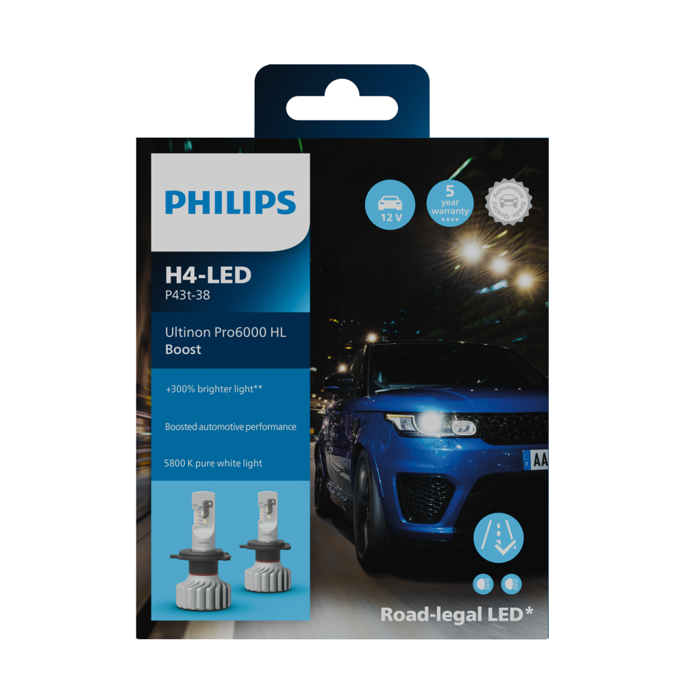 FÜR PORSCHE 911 | 964 | 912 | 924 | 944 | 959 Philips Ultinon Pro6000 LED H4 BOOST GEN2 11342U60BX2 +300%*