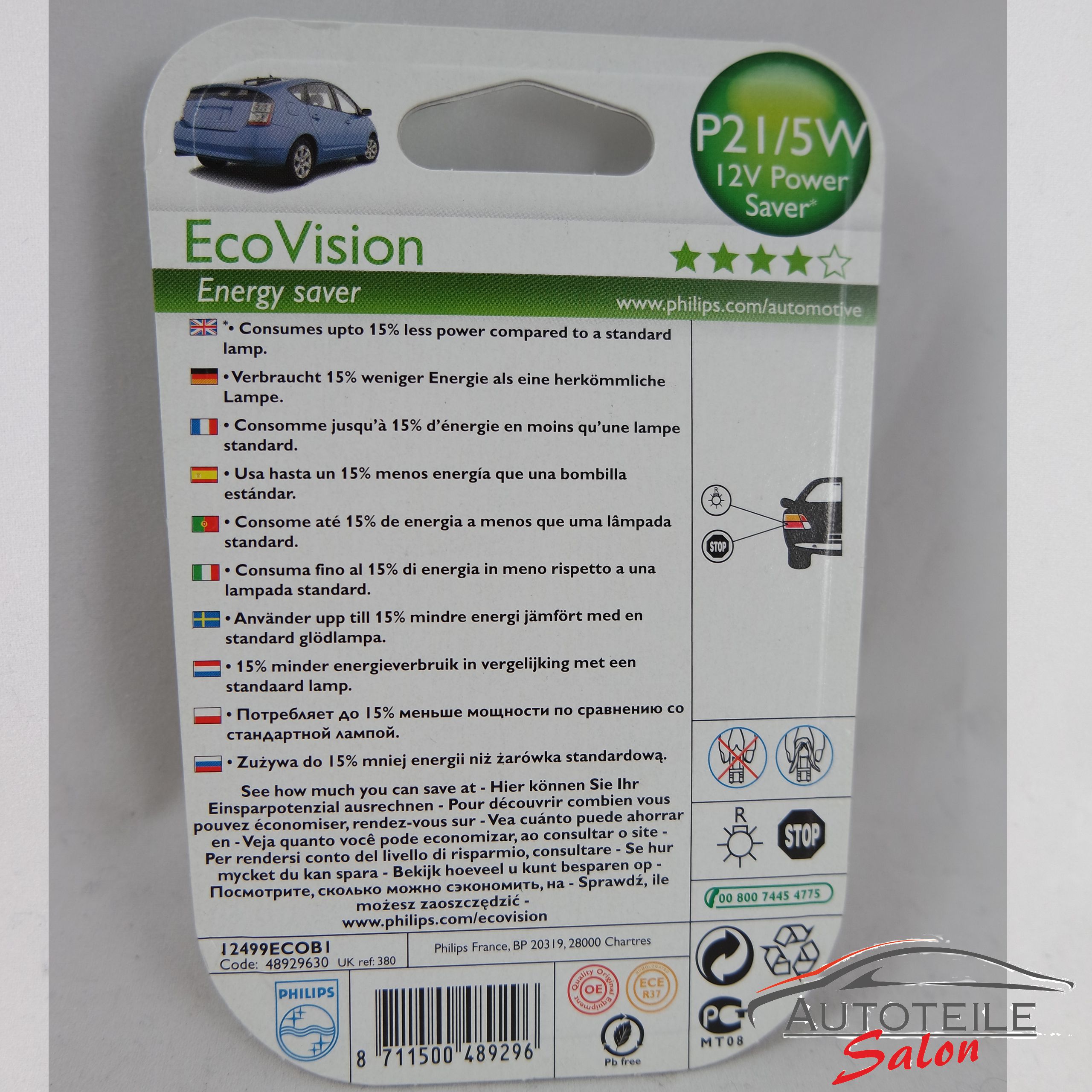 Philips EcoVision P 21/5 W inhalt 2 Stk. 12499ECOB2 Energy S