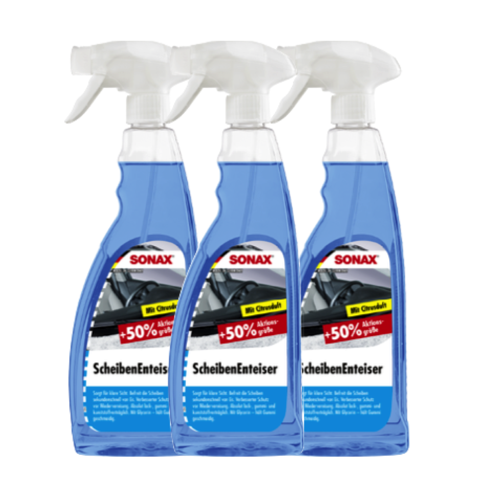 3x 750ml Sonax ScheibenEnteiser Sprühflasche