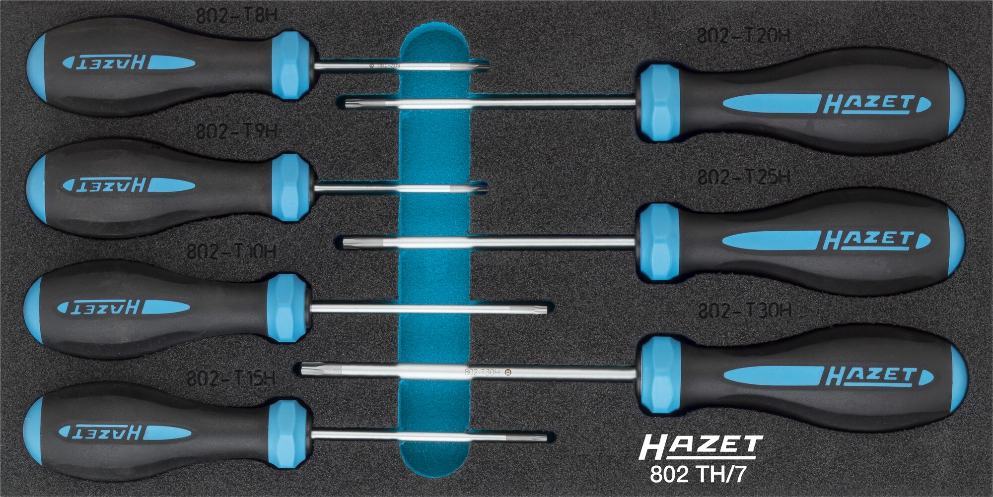 HAZET Schraubendreher Satz HEXAnamic® 802TH/7 ∙ Tamper Resistant TORX® Profil ∙ 7-teilig ∙ T8 H – T30 H