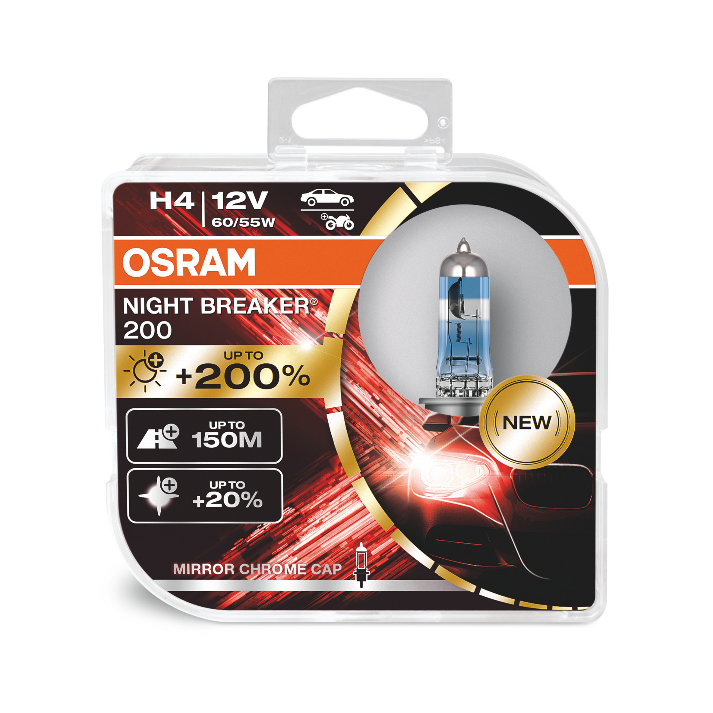 H4 12V NIGHT BREAKER 200 bis zu 200% mehr Licht 2St OSRAM