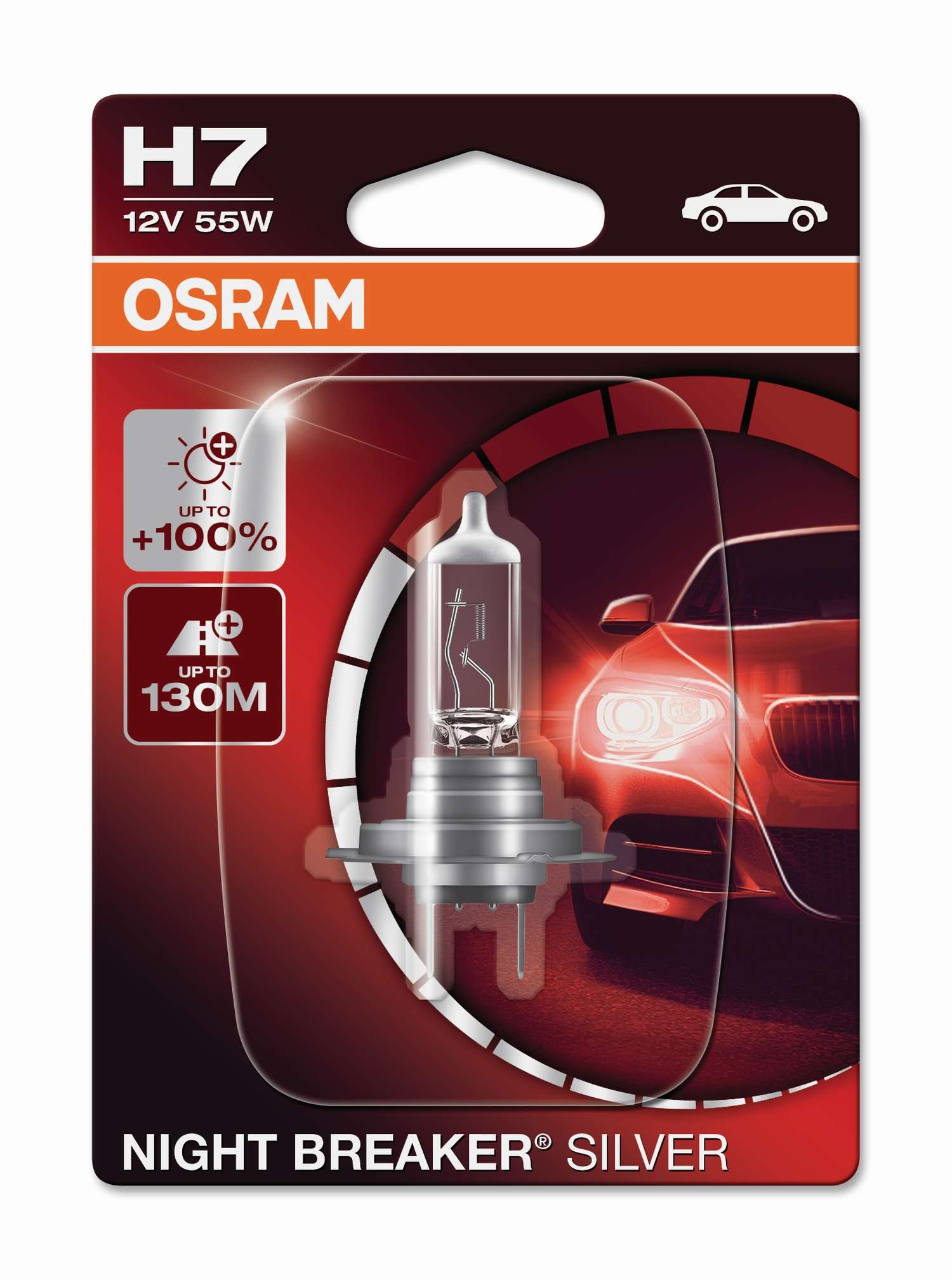 H7 12V 55W PX26d NIGHT BREAKER® SILVER +100% 1 St. OSRAM