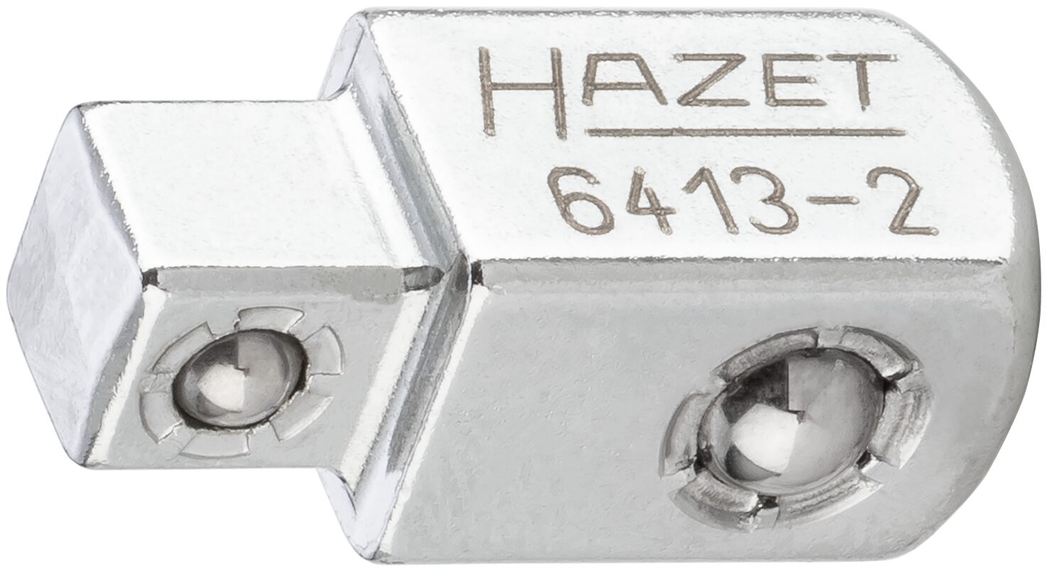 HAZET Durchsteckvierkant 6413-2 ∙ 3/8 Zoll (10 mm) Vierkant ∙ 1/4 Zoll (6,3 mm) Vierkant ∙ Länge: 22 mm