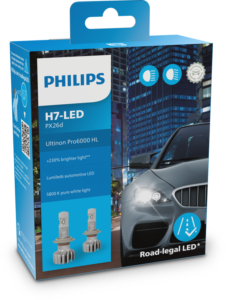 Philips Ultinon Pro6000 H7 LED Set für VW T-Roc Typ A1 ab 2017 mit