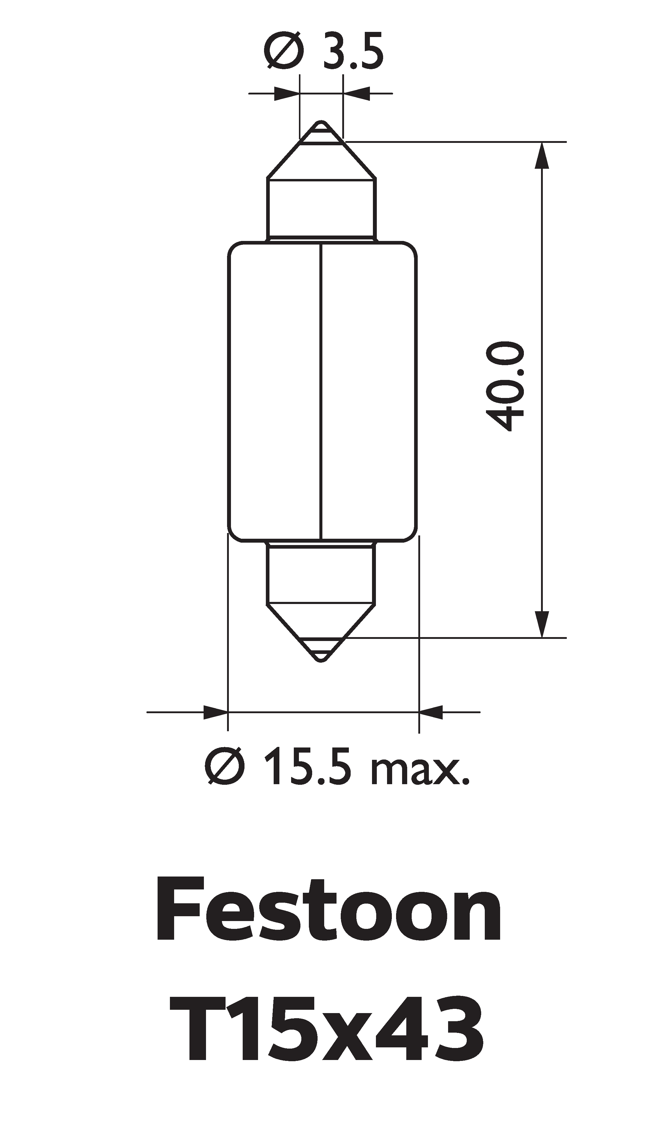 Festoon T15x43 Standard 12850CP