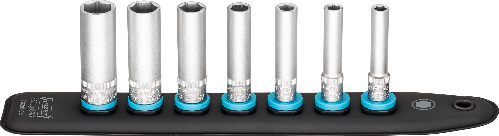 HAZET SmartRail mit 7 Steckplätzen 850LG-SR/7 ∙ 1/4 Zoll (6,3 mm) Vierkant∙ Außen Sechskant-Tractionsprofil ∙ 7-teilig ∙ 5,5 ∙ 6 ∙ 7 ∙ 8 ∙ 10 ∙ 12 ∙ 13