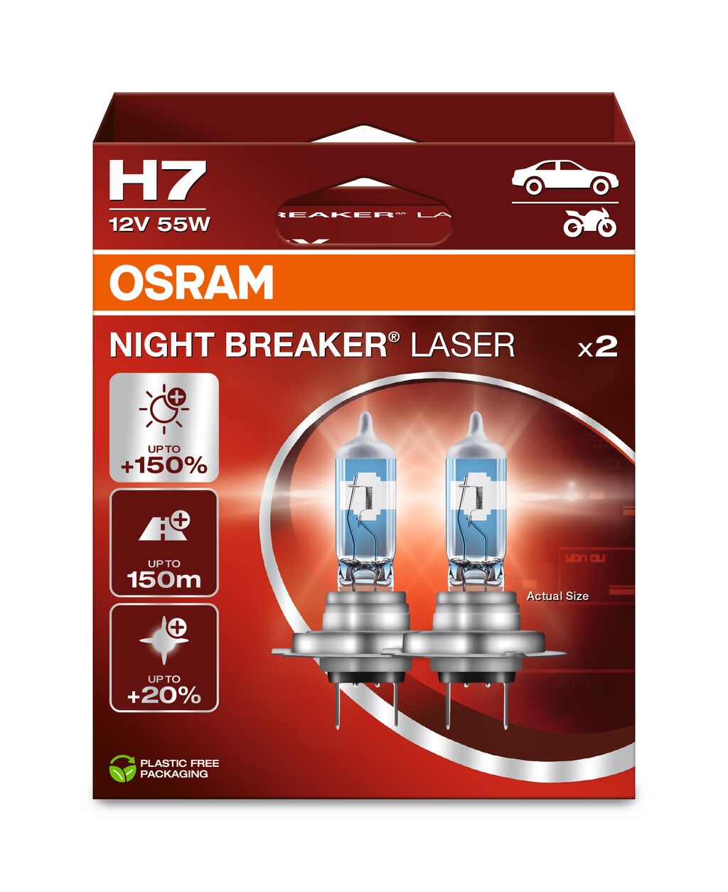 H7 12V 55W PX26d NIGHT BREAKER® LASER +150% mehr Helligkeit