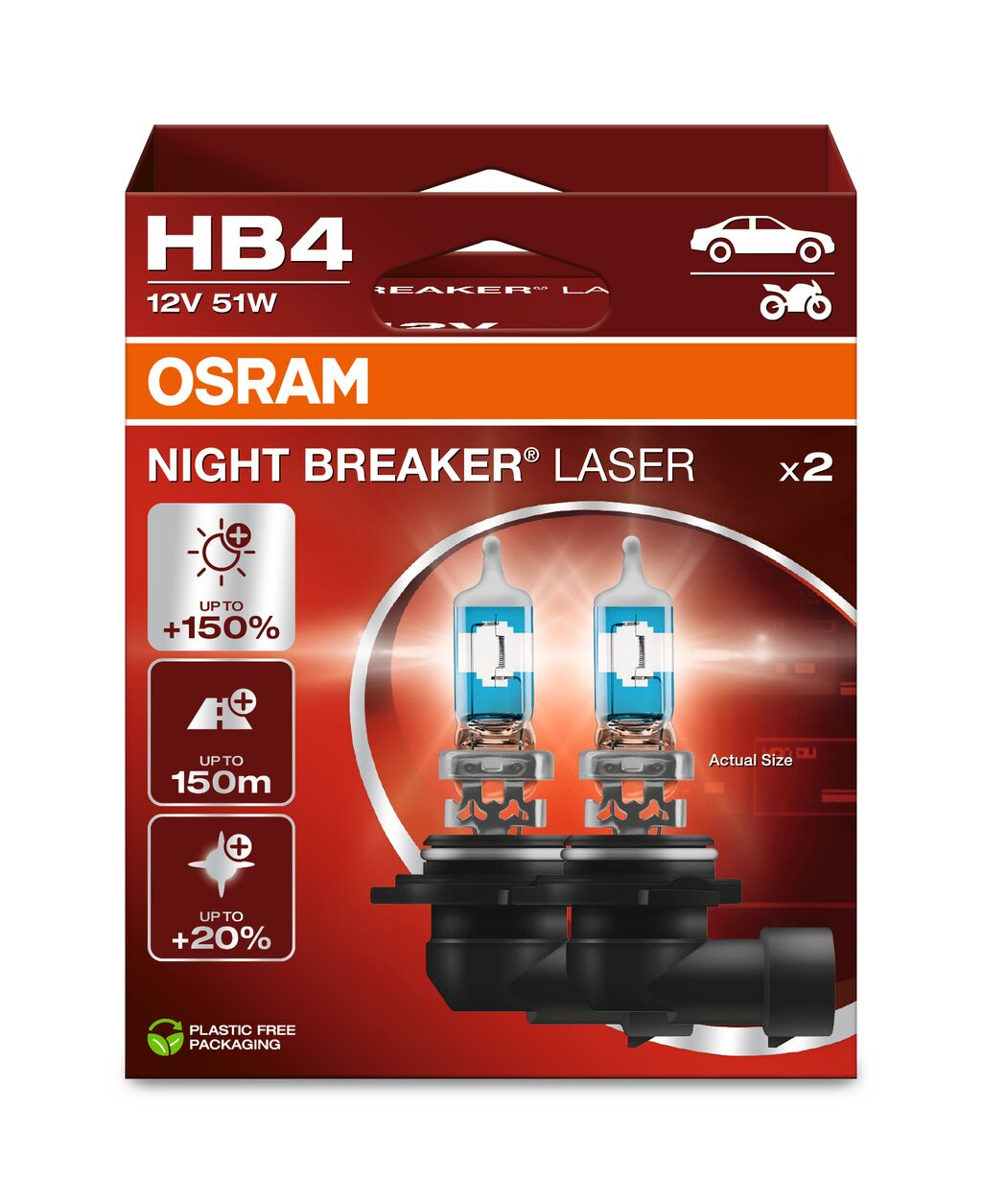 HB4 12V 51W P22d NIGHT BREAKER® LASER +150% mehr Helligkeit