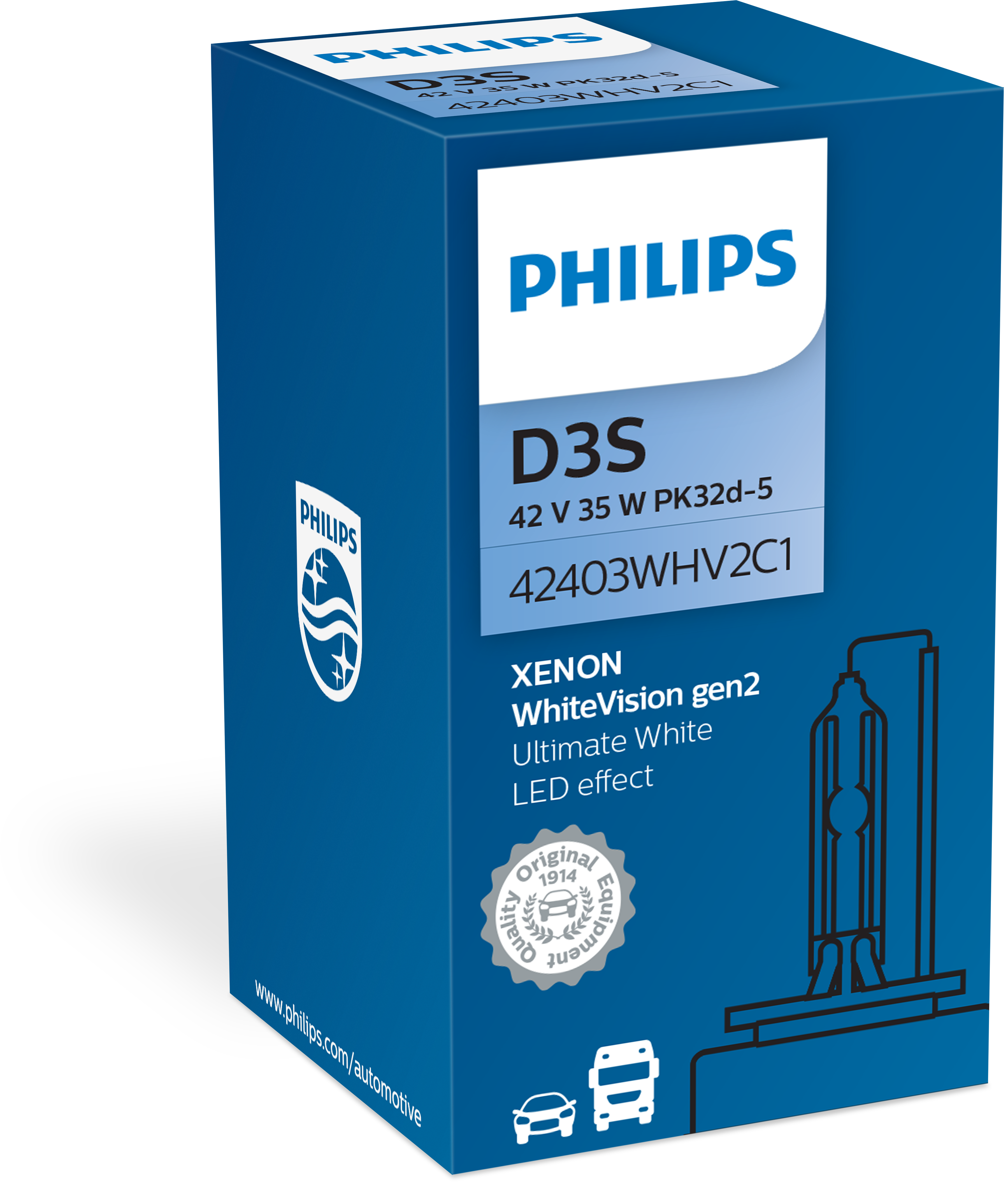 Philips D3S, LED-Effekt, Gleichmäßiges weißes Licht, Bis zu