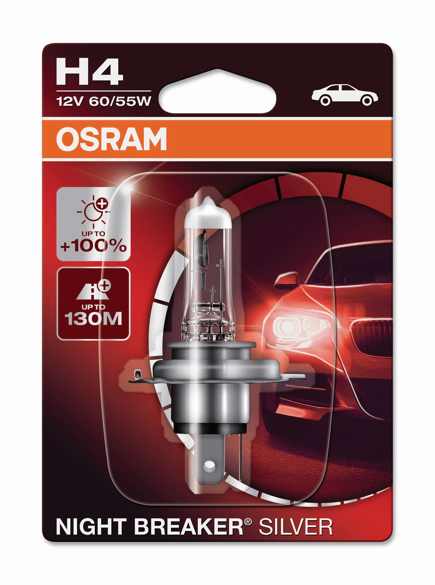 H4 12V 60/55W P43T NIGHT BREAKER® SILVER +100% 1 St. OSRAM