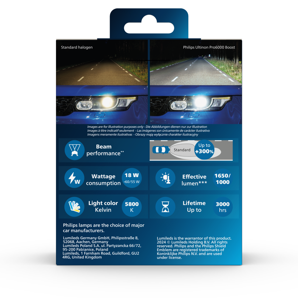 FÜR PORSCHE 911 | 964 | 912 | 924 | 944 | 959 Philips Ultinon Pro6000 LED H4 BOOST FIT 11342U60B2X2 +300%*