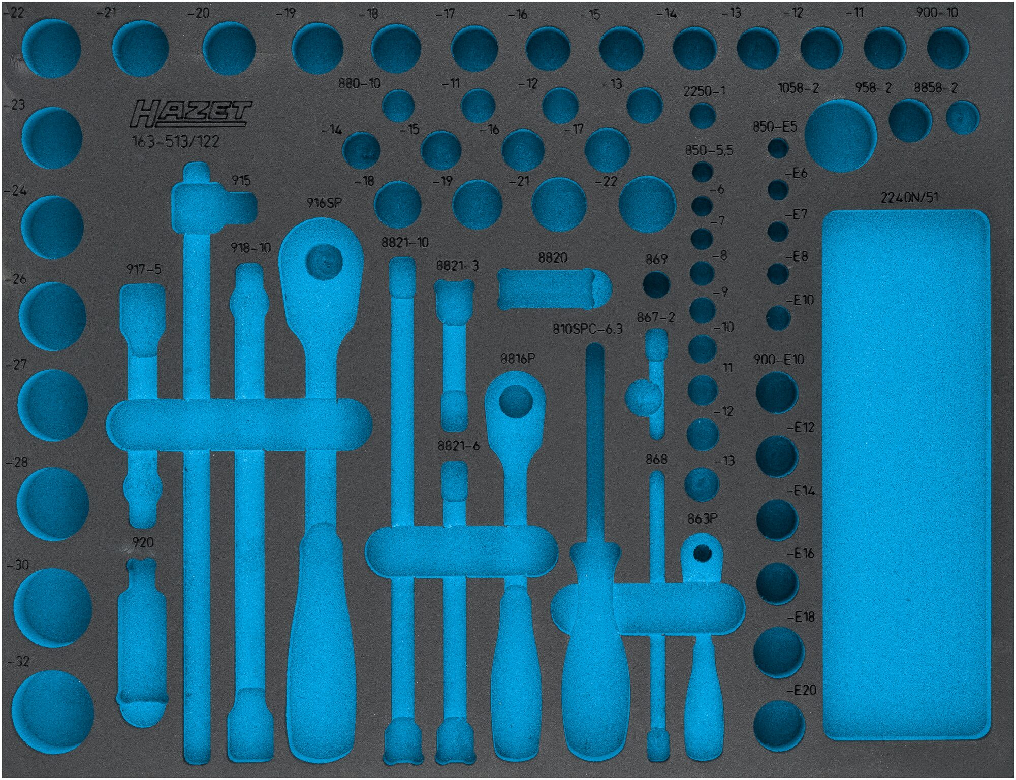 HAZET 2-Komponenten Weichschaumeinlage 163-513L ∙ L x B: 519 x 392 mm