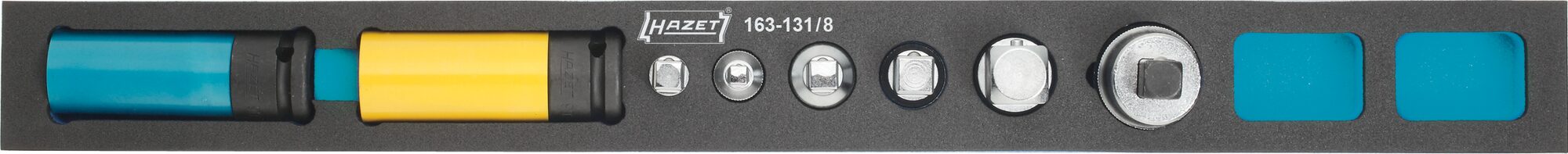 HAZET Steckschlüsseleinsatz Satz 163-131/8 ∙ 1/4 Zoll (6,3 mm) Vierkant , 3/8 Zoll (10 mm) Vierkant , 1/2 Zoll (12,5 mm) Vierkant , 3/4 Zoll (20 mm) Vierkant∙ 8-teilig