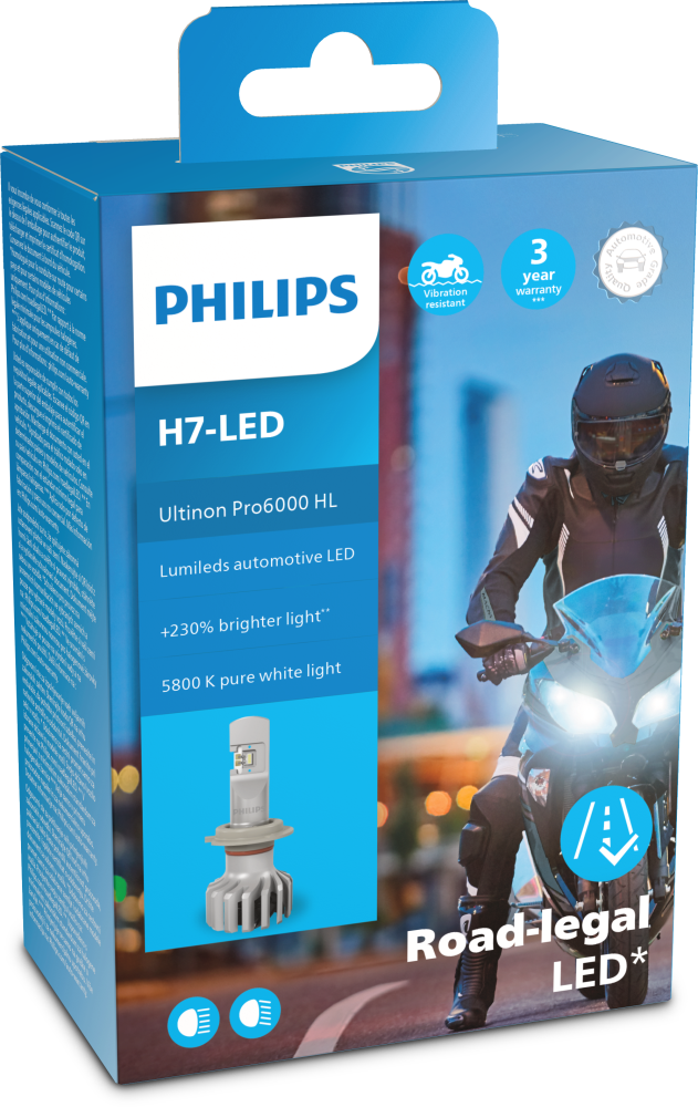 H7 Philips Ultinon Pro6000 LED für Motorräder