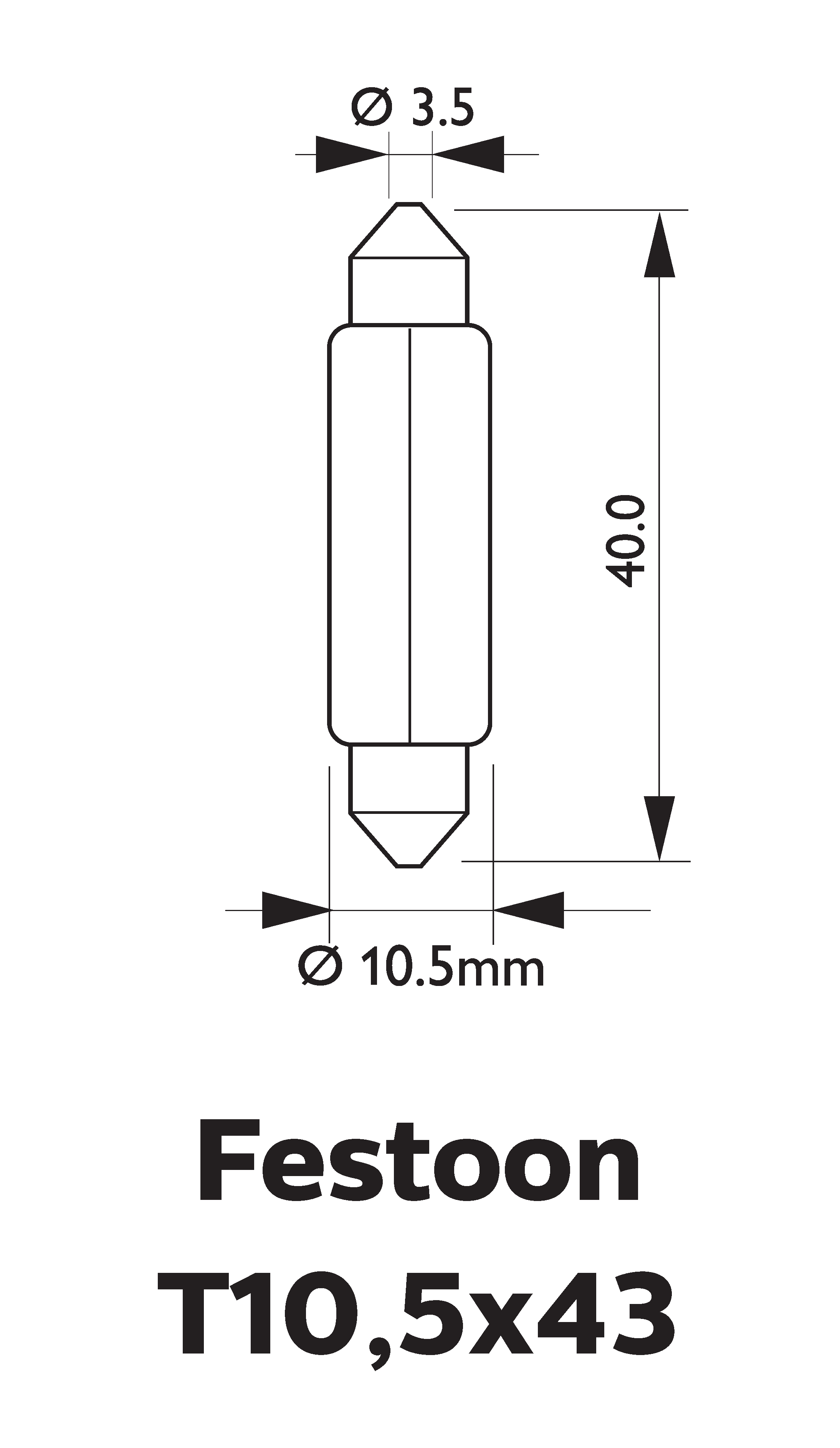Festoon T10,5x43 Standard 12864CP
