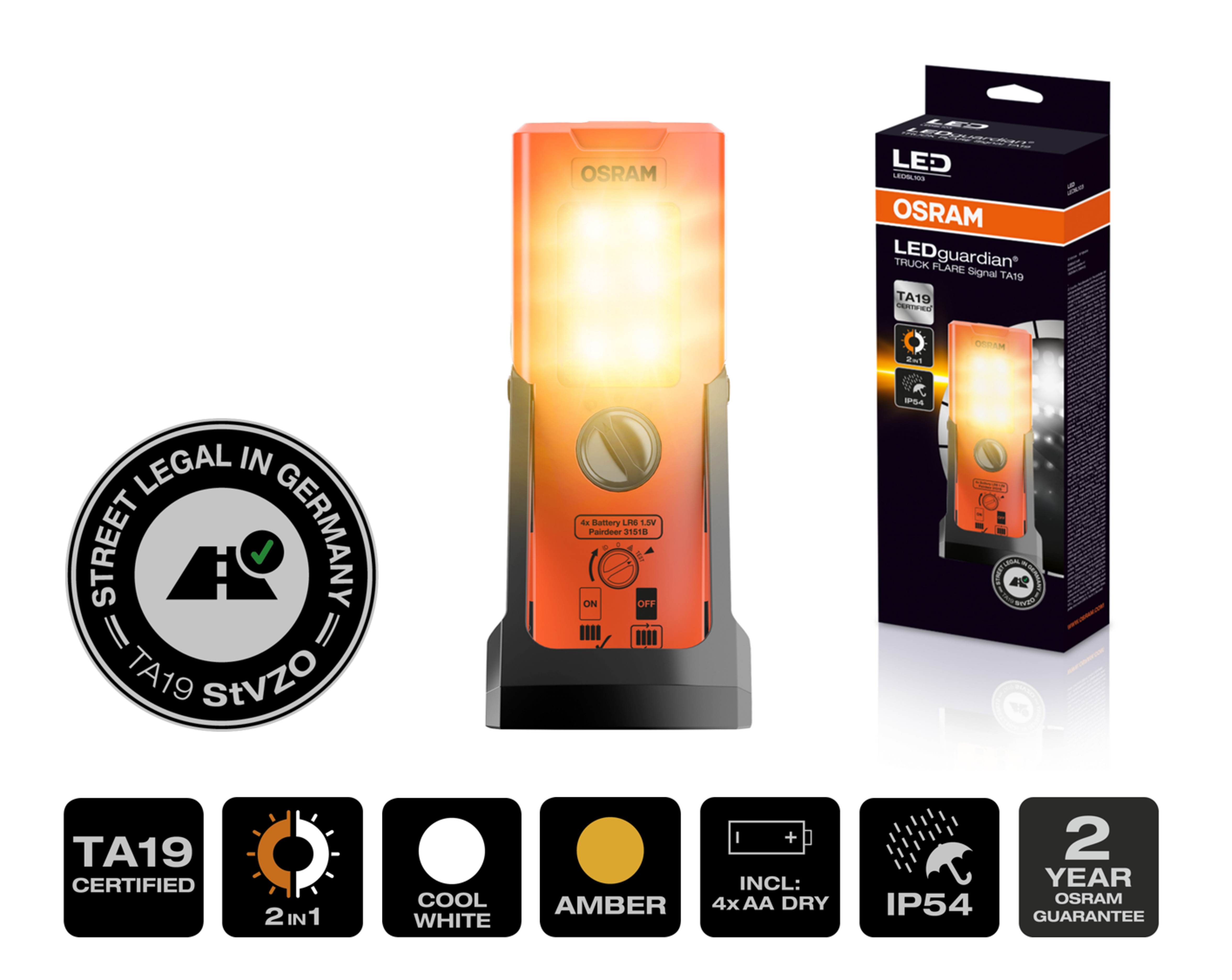 LEDGuardian® Truck Flare Signal TA19 Warn-, Notleuchte/Tasch