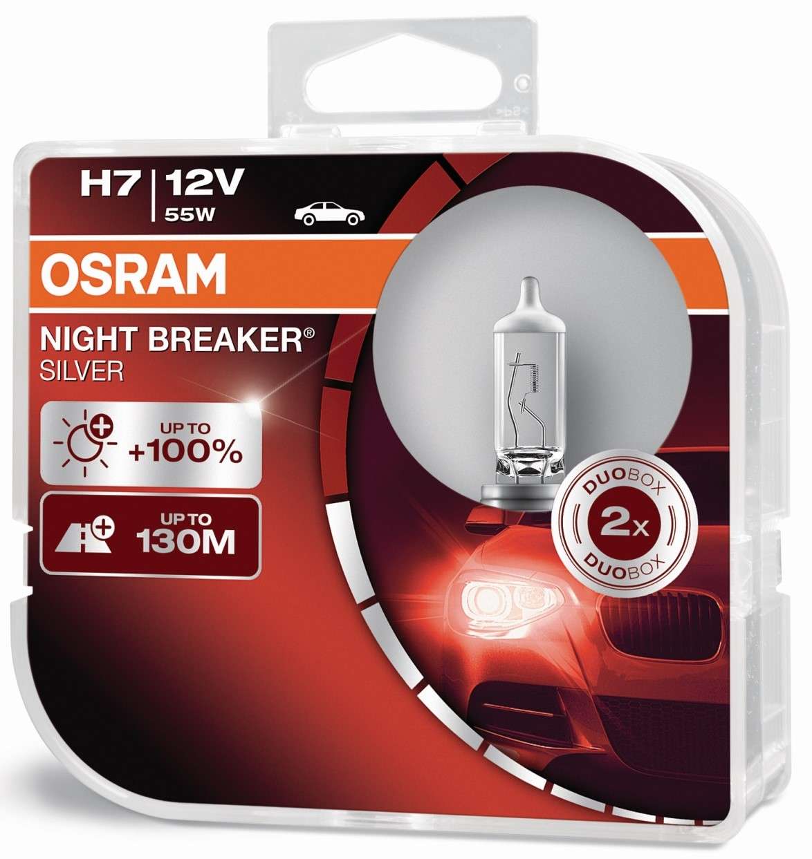 H7 12V 55W PX26d NIGHT BREAKER® SILVER +100% 2 St. OSRAM