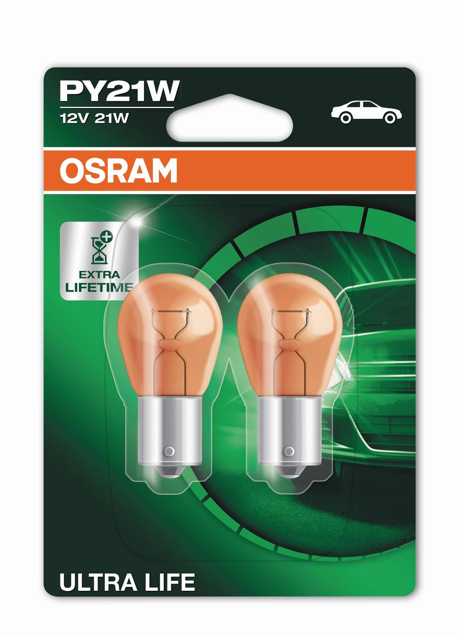 PY21W 12V 21W BAU15s (gelb) ULTRA LIFE 2st. Blister OSRAM