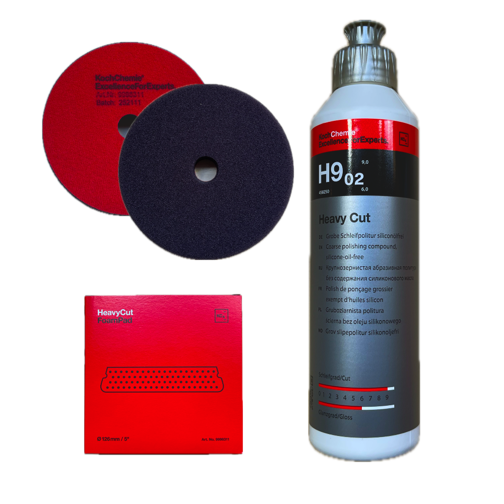 Koch Chemie Polier Set  Heavy Cut H9.02 + Koch Polierpad Ø 126mm