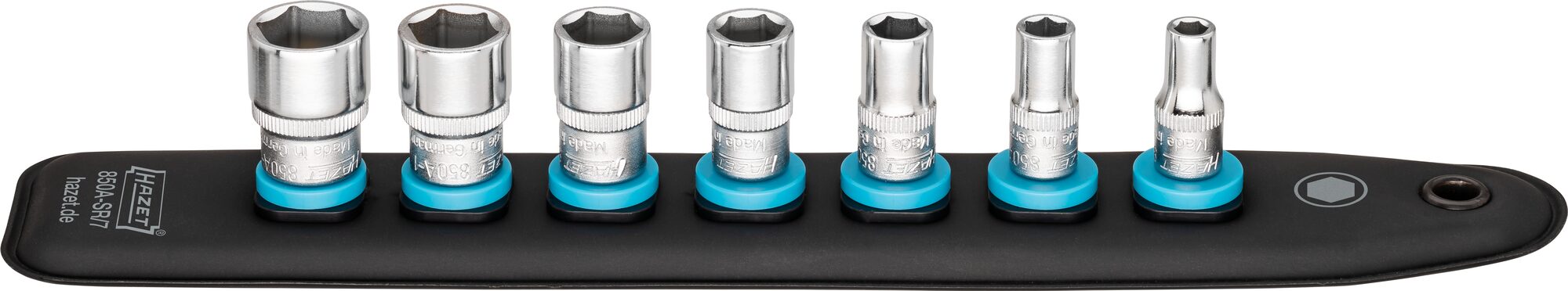 HAZET SmartRail mit 7 Steckplätzen 850A-SR/7 ∙ 1/4 Zoll (6,3 mm) Vierkant∙ Außen Sechskant-Tractionsprofil ∙ 7-teilig