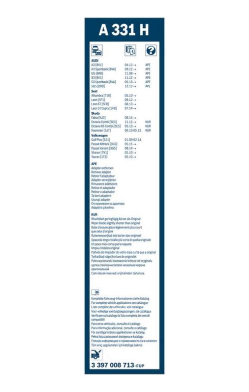 BOSCH 3 397 008 713 Wischblatt