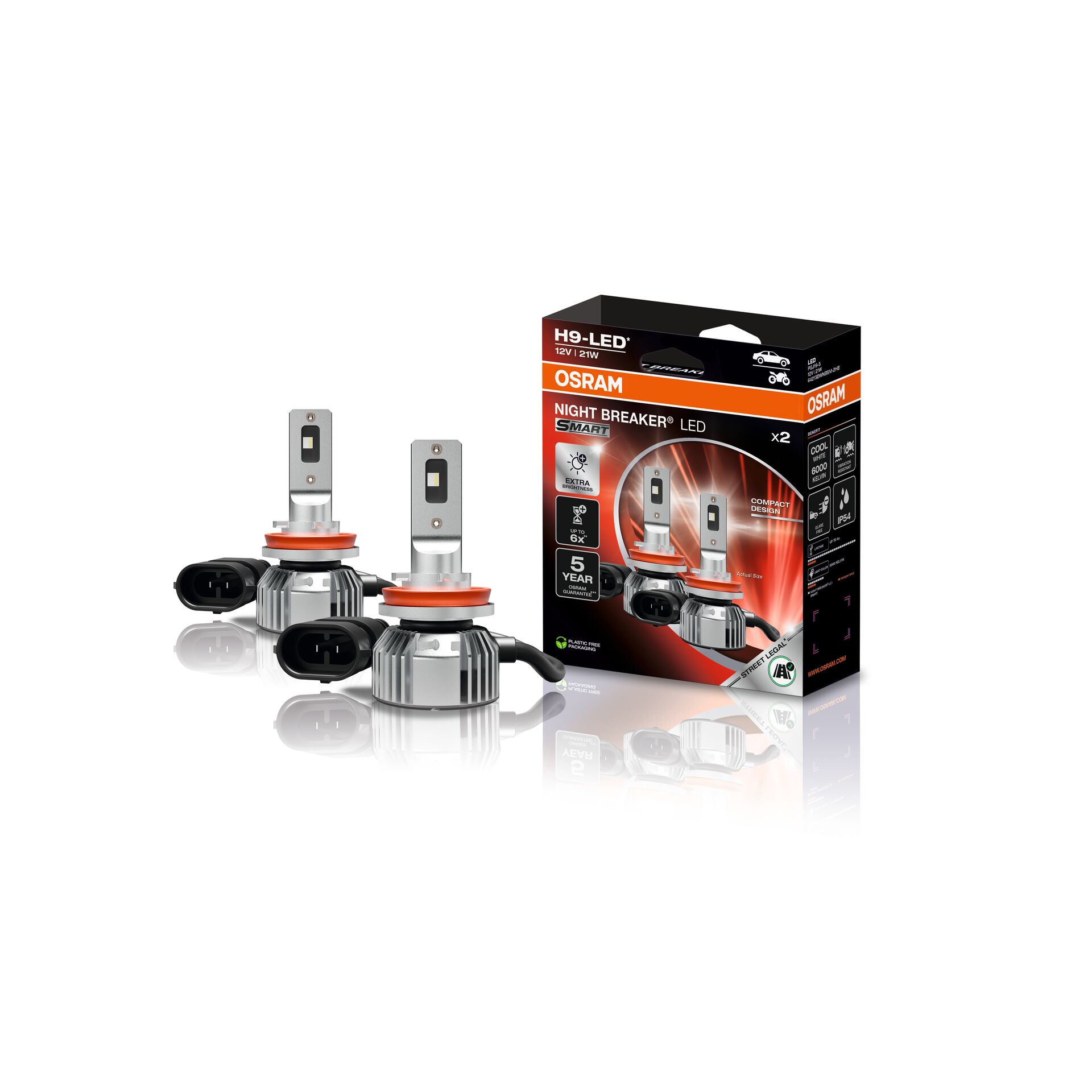 H9  NIGHT BREAKER LED SMART +330% StVZO-Konforme LED 2 St. O
