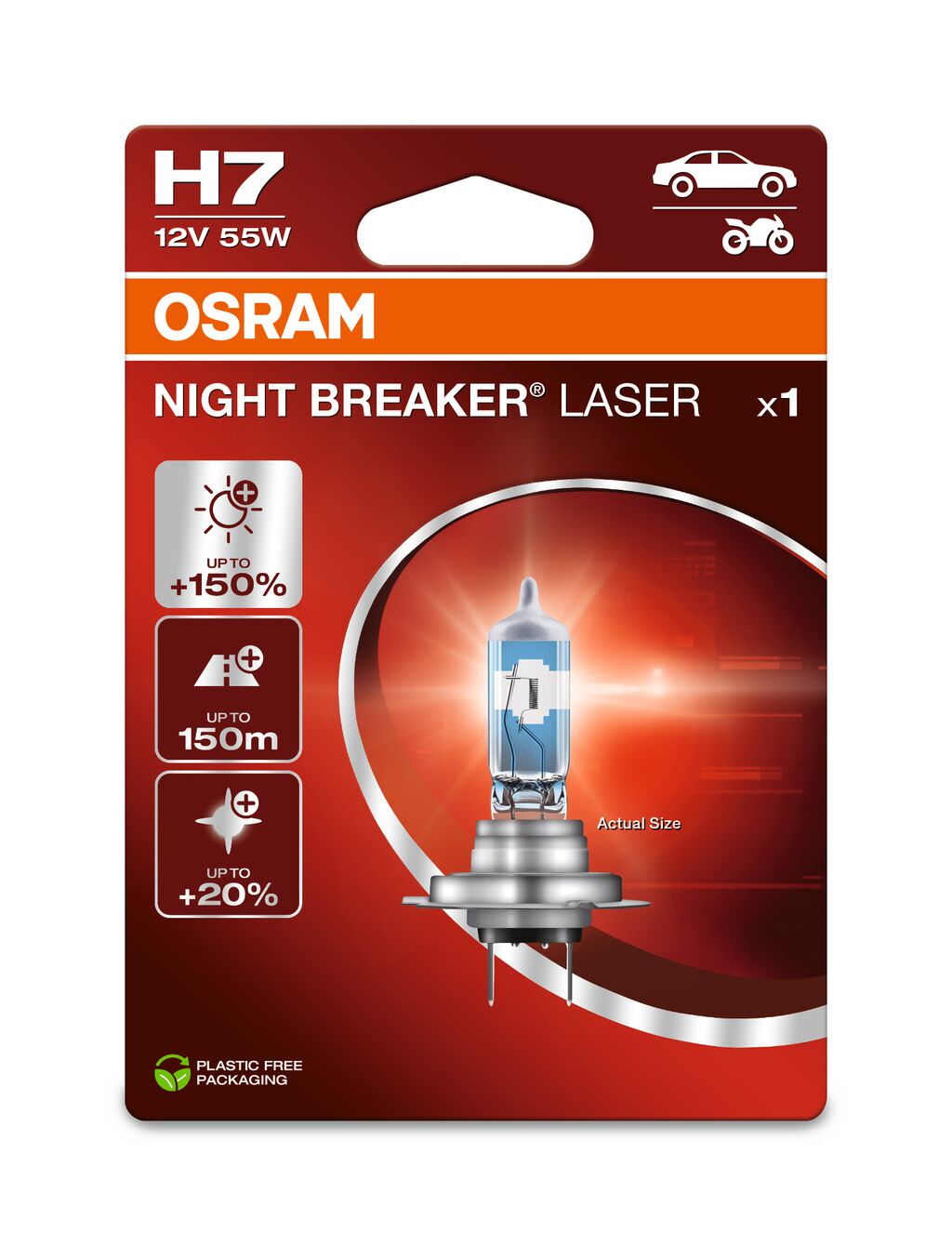 H7 12V 55W PX26d NIGHT BREAKER® LASER +150% mehr Helligkeit