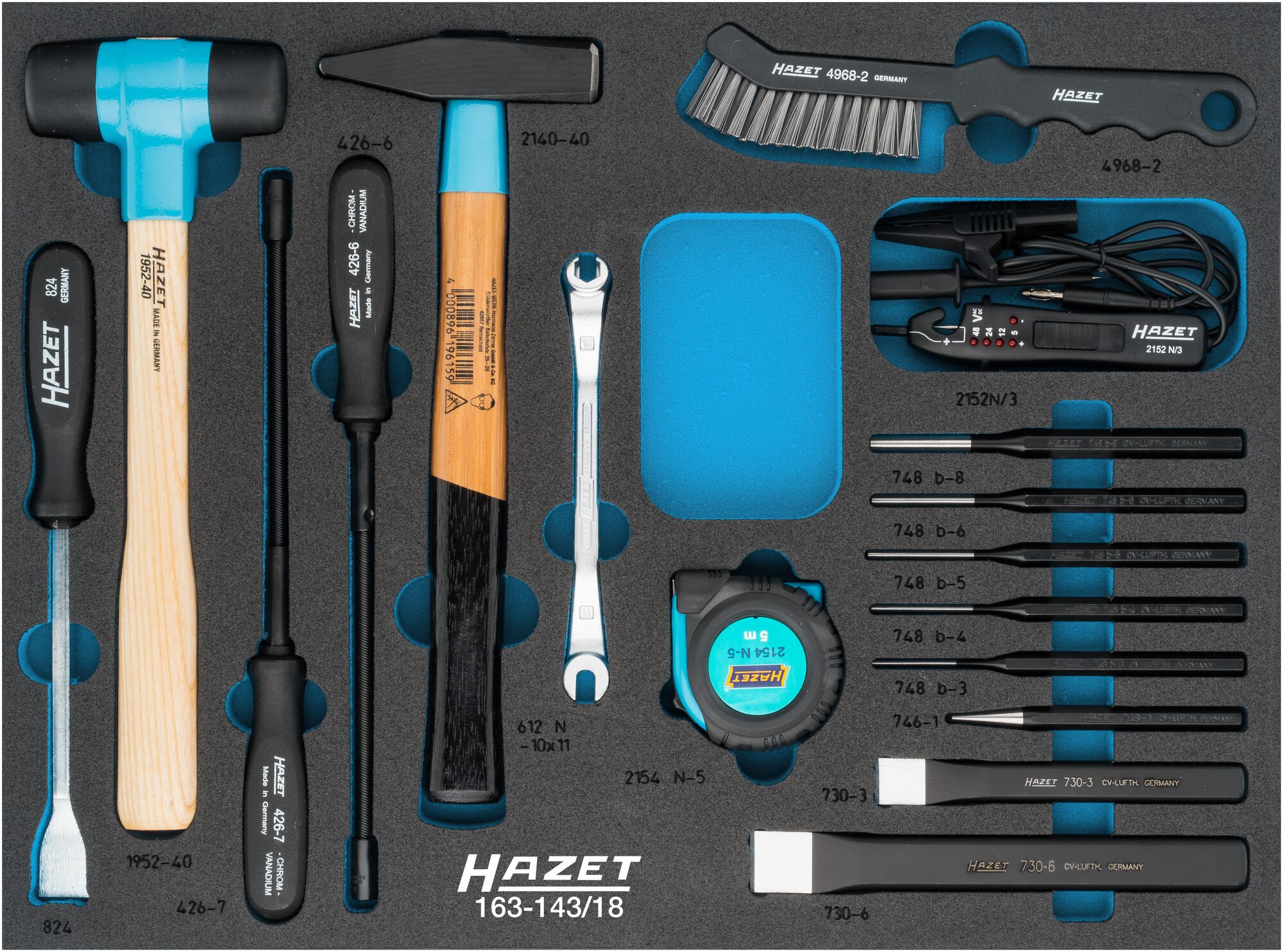 HAZET Universal Satz 163-143/18 ∙ Außen Sechskant Profil ∙ 17-teilig