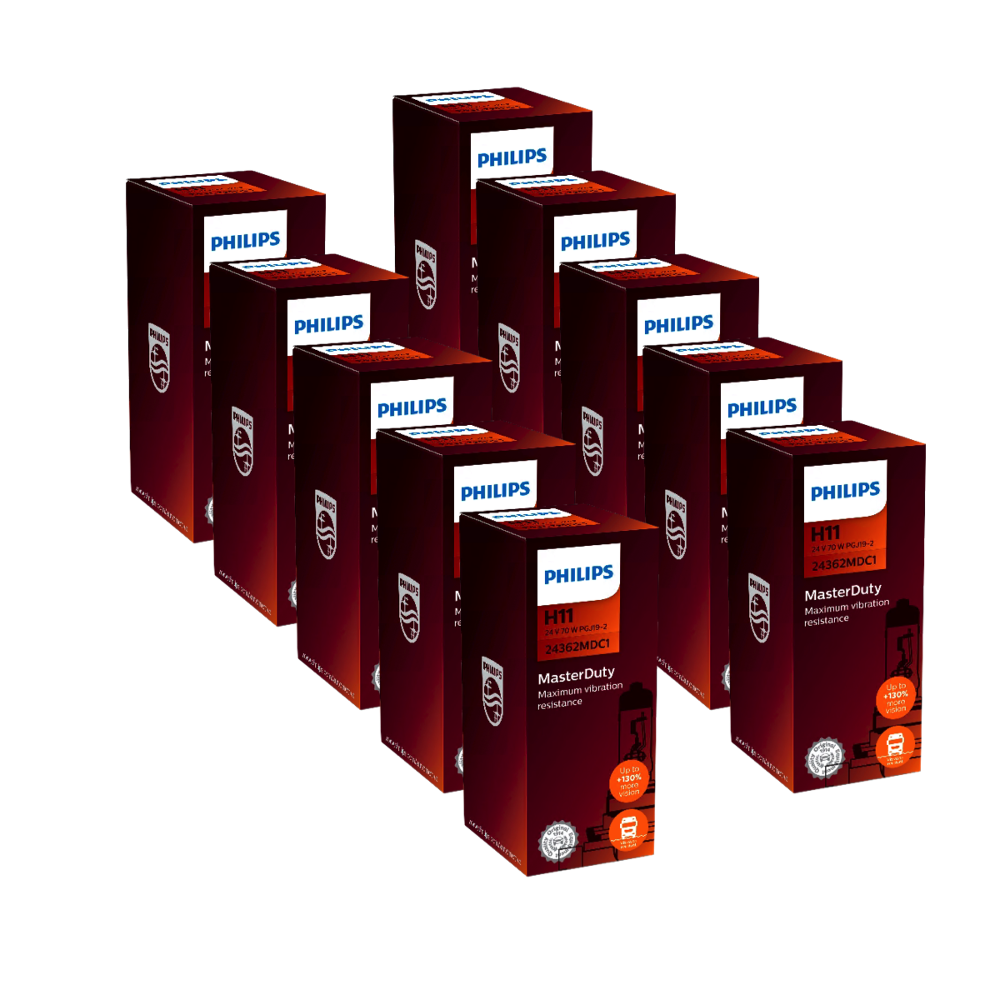 10x Philips H11 MasterDuty 24362MDC1 LKW Glühbirne 24V/70W