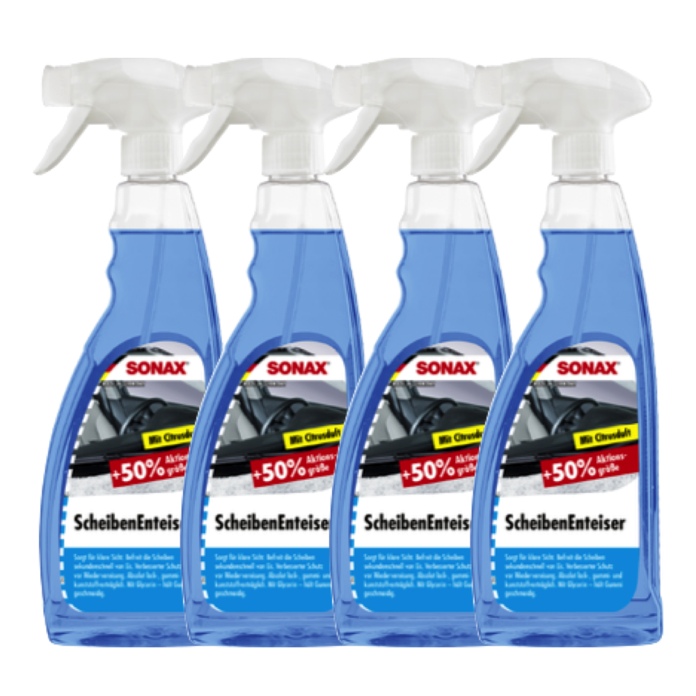 4x 750ml Sonax ScheibenEnteiser Sprühflasche