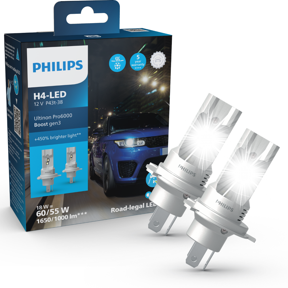 Philips Ultinon Pro600 LED H4 11342 U60B3 12/24V +450%*