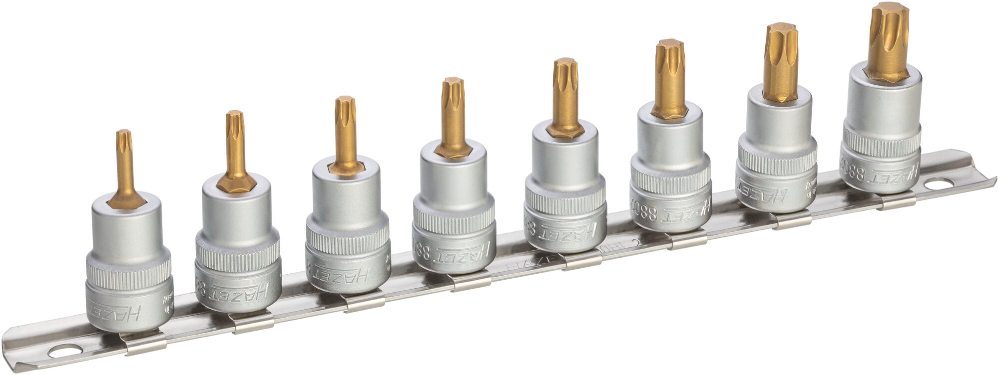HAZET Steckschlüsseleinsatz Satz 8802T/8H ∙ 3/8 Zoll (10 mm) Vierkant∙ Innen TORX® Profil ∙ 8-teilig ∙ T15 – T50
