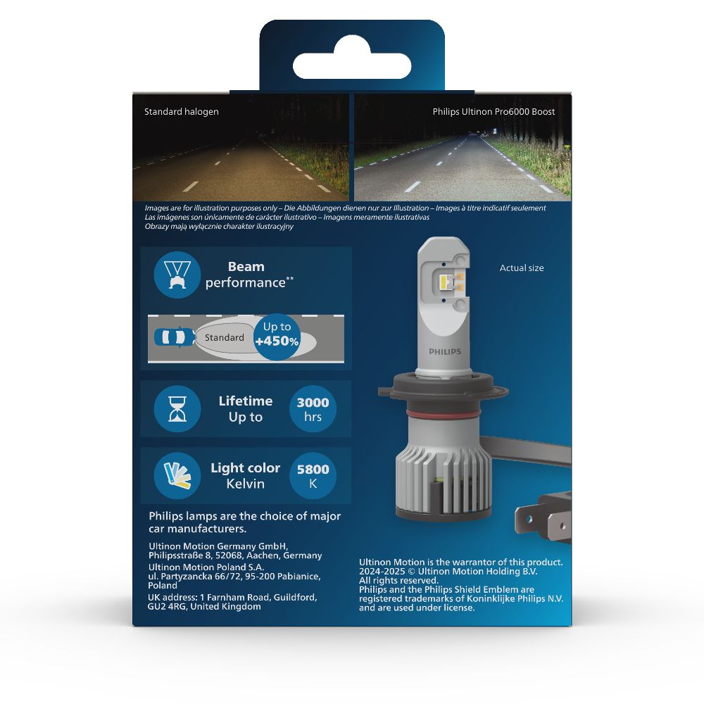 Philips Ultinon Pro6000 Boost H7 11972U60B2 12/24V +450%*