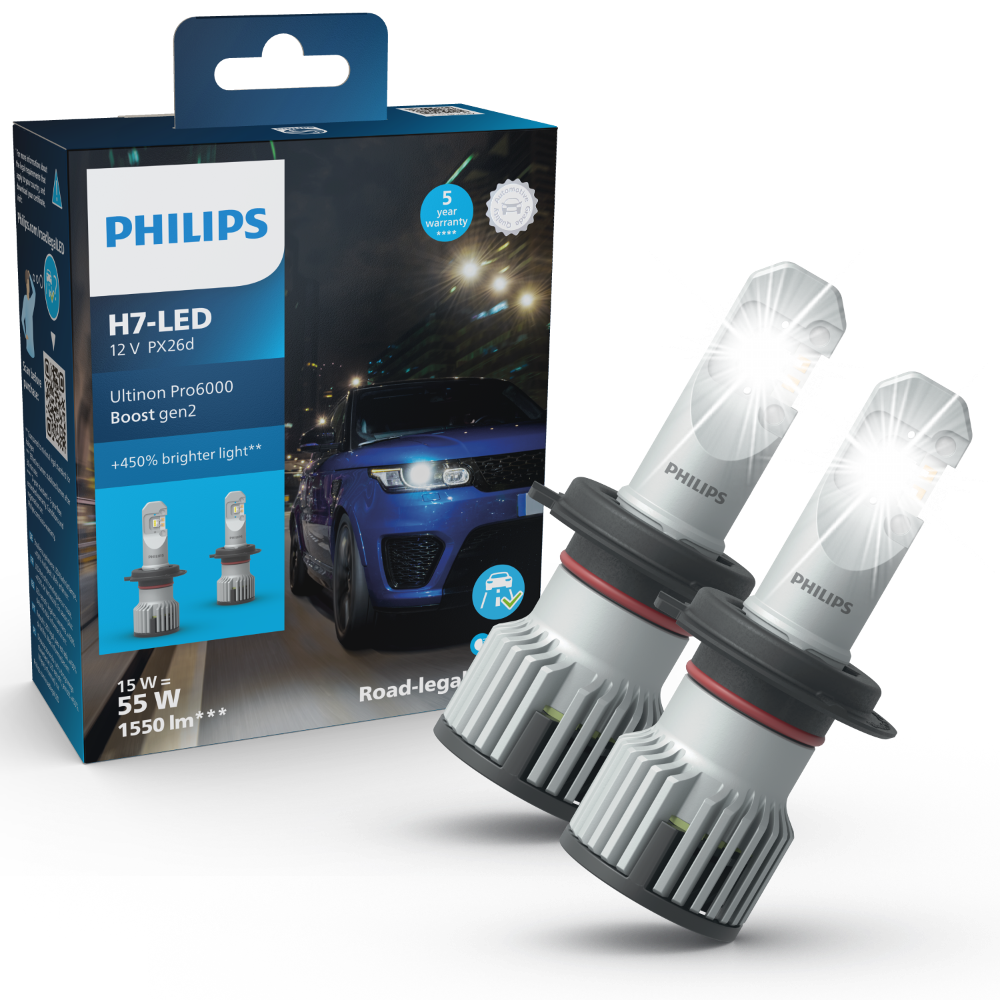 Philips Ultinon Pro6000 Boost H7 11972U60B2 12/24V +450%*